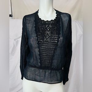LoveShack Fancy Black Crochet Top Sz M - OBO🎁